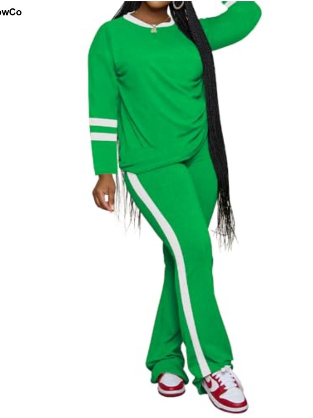PINSV Women 2 Piece Lounge Set Pullover Top Flare Pants Tracksuit